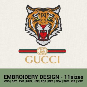 Gucci tigerfull logo machine embroidery designs instant downloads