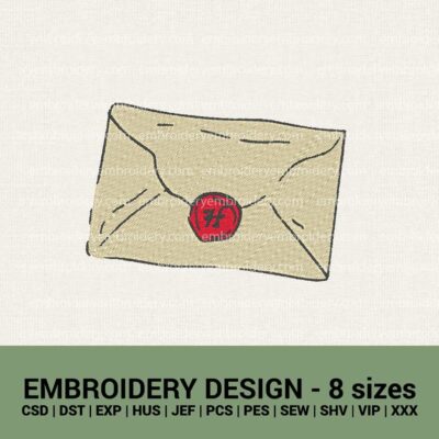 Harry Potter letter hogwarts envelope machine embroidery designs instant downloads