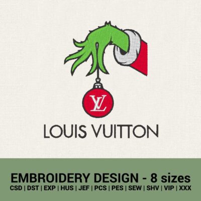 Louis Vuitton Grinch hand logo machine embroidery designs