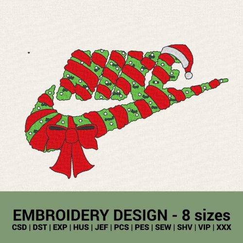 Nike Christmas wreath logo machine embroidery designs download