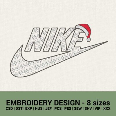 Nike winter Santa hat logo machine embroidery designs instant downloads