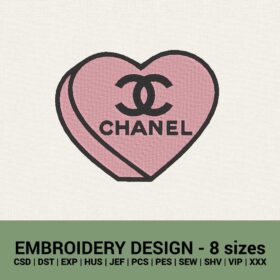 chanel heart logo machine embroidery designs instant downloads