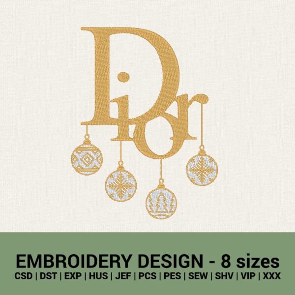 Dior Christmas balls logo machine embroidery designs files
