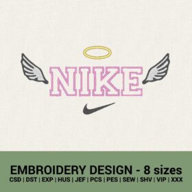 Nike angel logo machine embroidery design files instant downloads