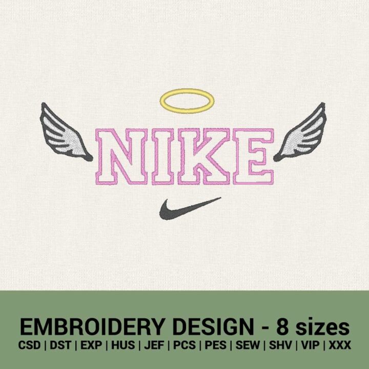 NIKE ANGEL LOGO MACHINE EMBROIDERY DESIGN FILES INSTANT DOWNLOADS