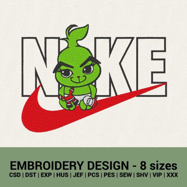 nike baby grinch logo machine embroidery christmas design files instant downloads