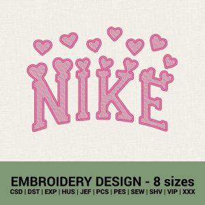 Nike hearts Valentine's day logo machine embroidery designs instant downloads