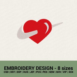 Nike swoosh Valentine's logo machine embroidery designs instant downloads