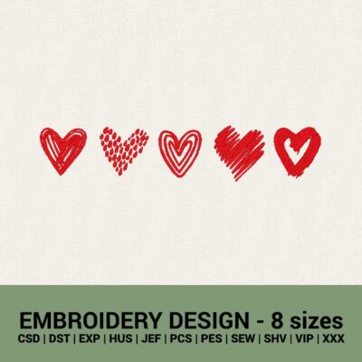 Valentine's heart machine embroidery designs instant downloads