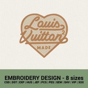 LV Louis Vuitton made heart logo badge machine embroidery designs instant download