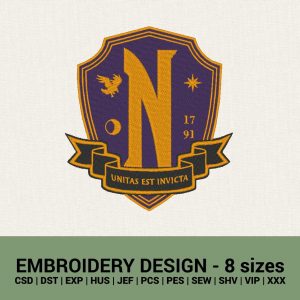 Nevermore academy logo badge machine embroidery designs instant downloads