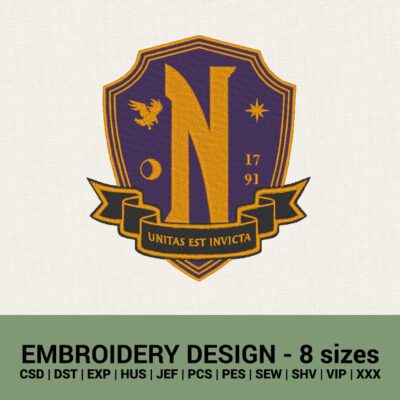Nevermore academy logo badge machine embroidery designs instant downloads