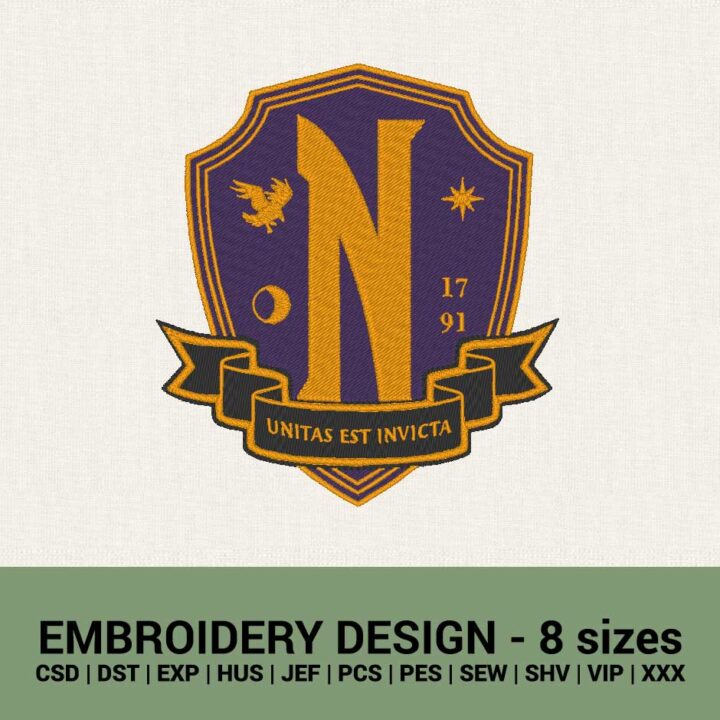 NEVERMORE ACADEMY LOGO BADGE MACHINE EMBROIDERY DESIGNS INSTANT DOWNLOADS