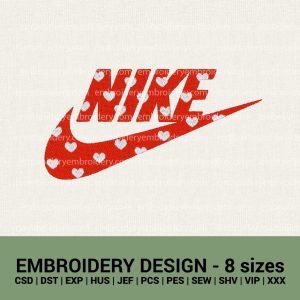 Nike Hearts logo machine embroidery designs instant downloads