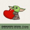 baby yoda valentines day heart machine embroidery designs instant downloads