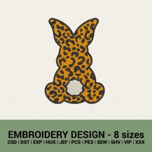 easter leopard pattern bunny machine embroidery design files instant download