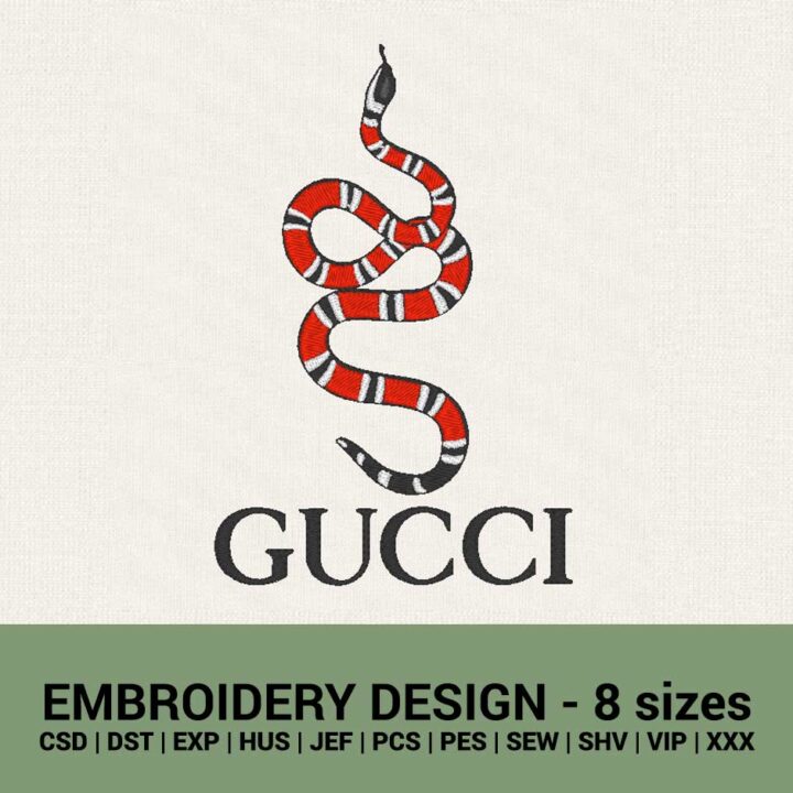 GUCCI SNAKE LOGO MACHINE EMBROIDERY DESIGN FILES INSTANT DOWNLOADS