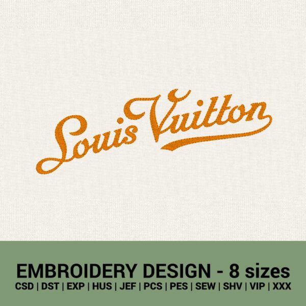 LV Louis Vuitton handwritten logo machine embroidery design files instant download