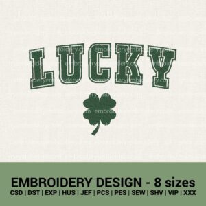 lucky shamrock St. Patrick's day machine embroidery design files instant download
