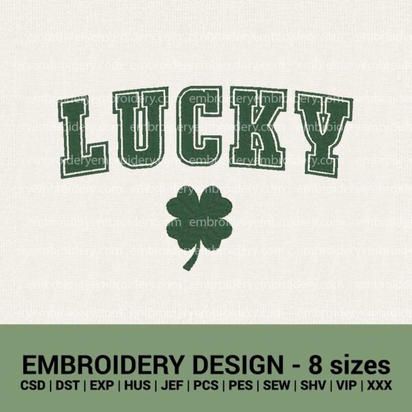 lucky shamrock St. Patrick's day machine embroidery design files instant download