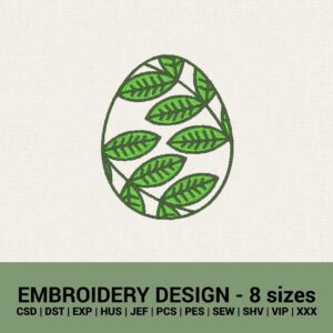 Easter Egg leaves pattern machine embroidery design files instant download