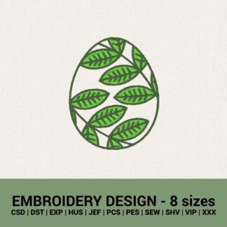 Easter Egg leaves pattern machine embroidery design files instant download