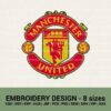 MANCHESTER UNITED LOGO BADGE MACHINE EMBROIDERY DESIGN FILES INSTANT DOWNLOAD