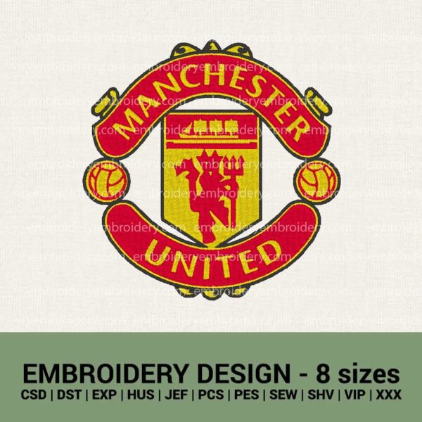 Manchester United logo badge machine embroidery design files instant download