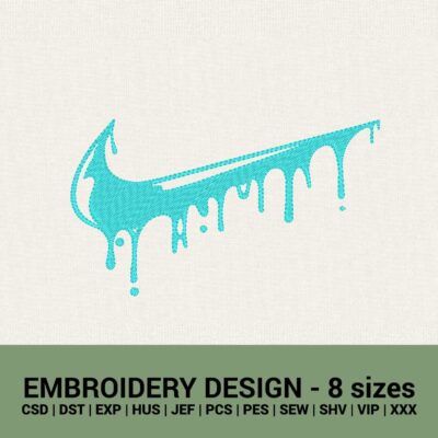 Nike dripping swoosh one color logo machine embroidery design files