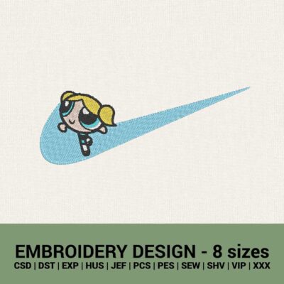 Nike Powerpuff girls logo Bubble swoosh machine embroidery design files