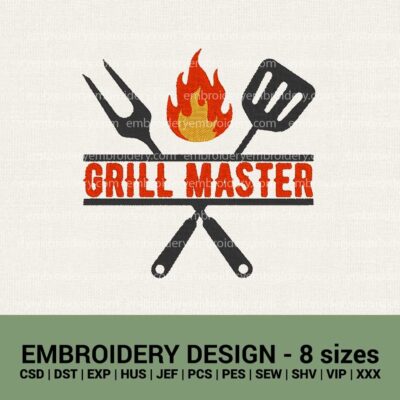 Grill Master machine embroidery design files instant download