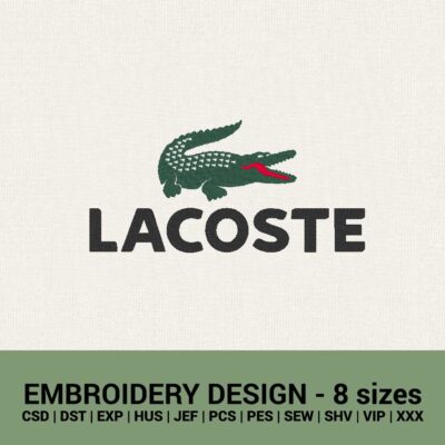 Lacoste logo machine embroidery design files instant download