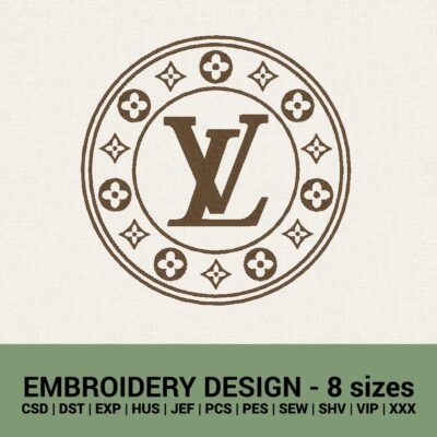 louis vuitton round logo machine embroidery design files instant download