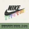 NIKE COLOR DRIPPING LOGO MACHINE EMBROIDERY DESIGN FILES INSTANT DOWNLOAD