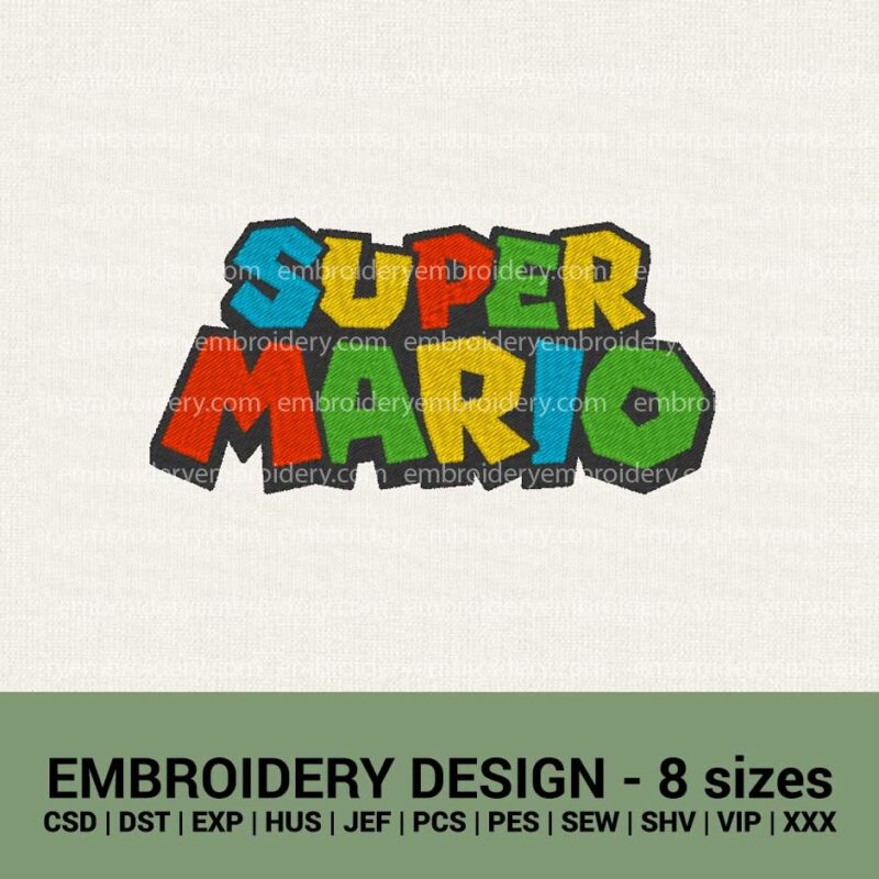 Super Mario bros logo machine embroidery design file download