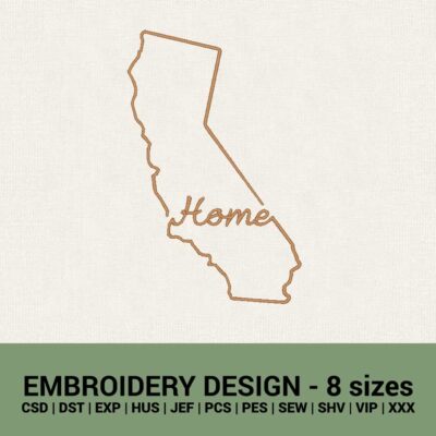 california home machine embroidery design files instant downloads