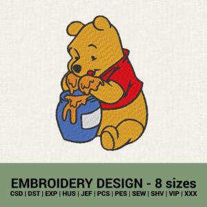 Winnie the pooh machine embroidery design files instant download