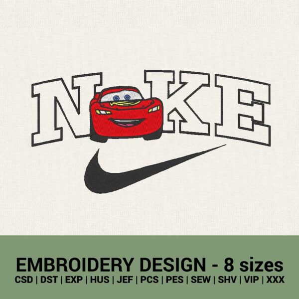 Nike cars McQueen logo machine embroidery design files instant downloads