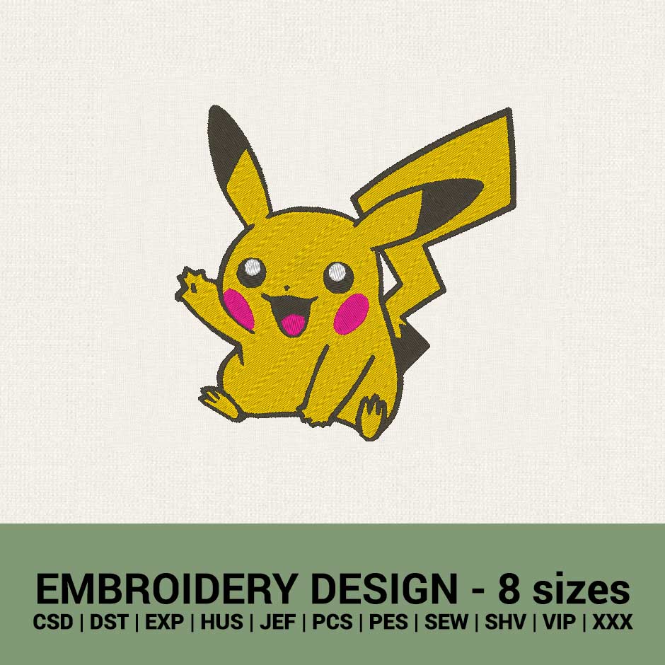 Pokemon Pikachu machine embroidery design file instant download