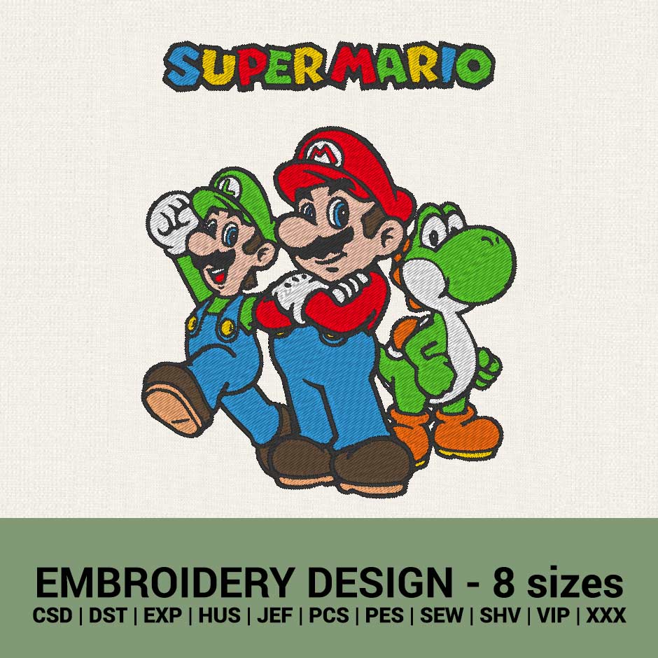 Super Mario Bros Friends machine embroidery files downloads