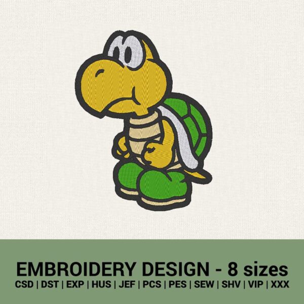 Super Mario Bros turtle machine embroidery design files instant download