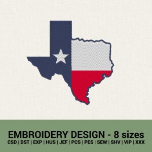 Texas flag USA state machine embroidery design files instant download
