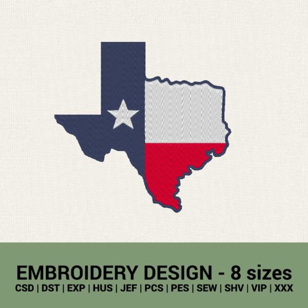 Texas flag USA state machine embroidery design files instant download