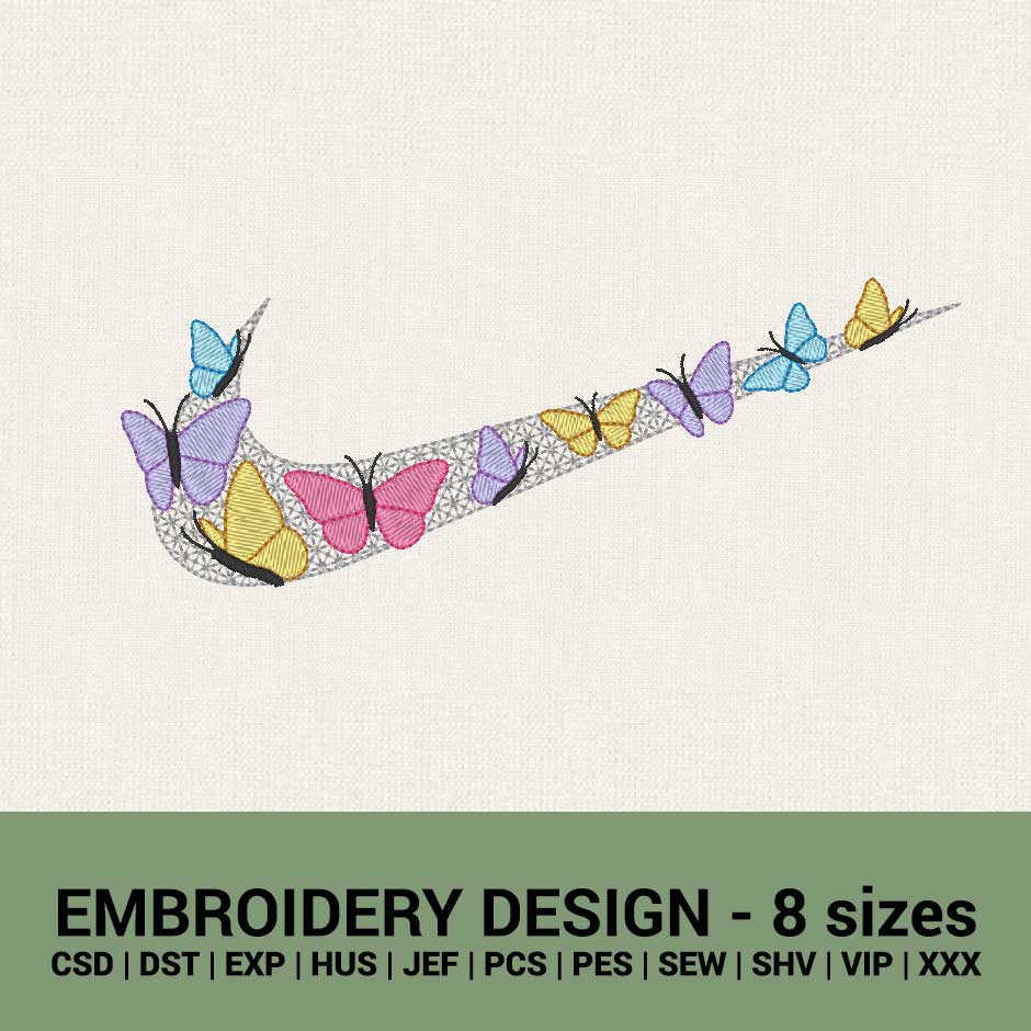 Nike Butterfly swoosh logo machine embroidery files download