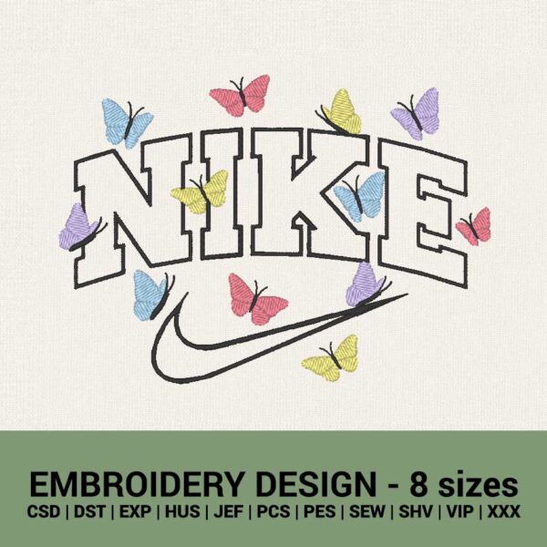 Nike Colorful butterflies logo machine embroidery design files