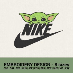 Nike Grogu Baby Yoda logo machine embroidery design files instant downloads