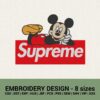 SUPREME MICKEY MOUSE LOGO MACHINE EMBROIDERY DESIGN FILES INSTANT DOWNLOAD