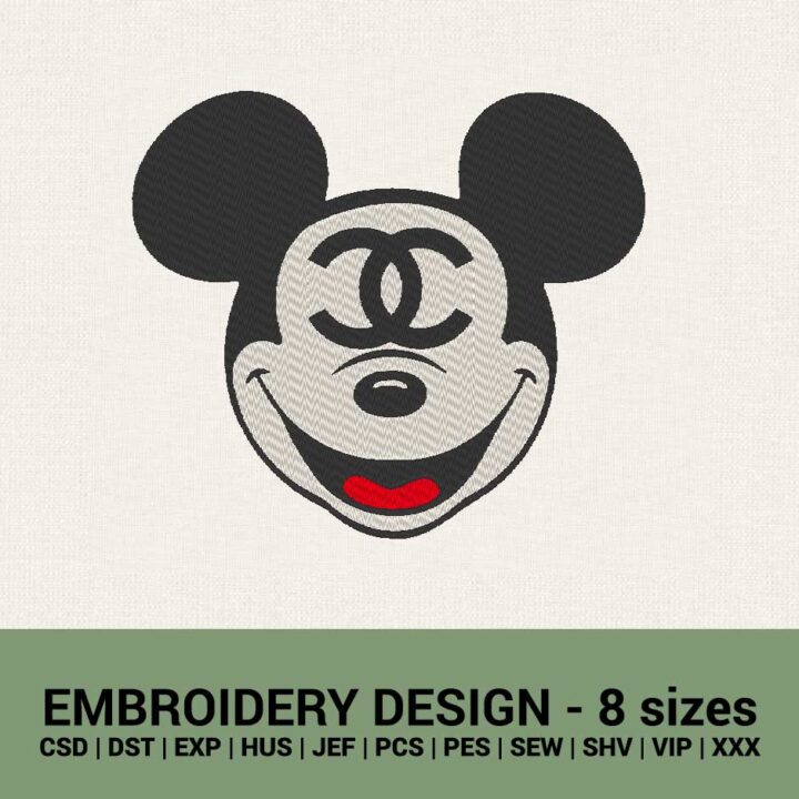 CHANEL MICKEY MOUSE LOGO MACHINE EMBROIDERY DESIGN FILES INSTANT DOWNLOADS