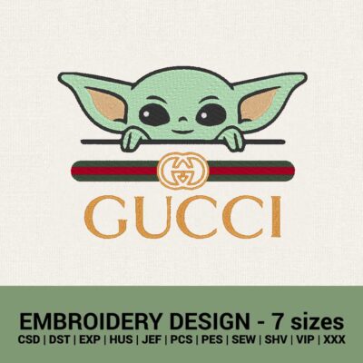 gucci baby yoda logo machine embroidery design files instant downloads