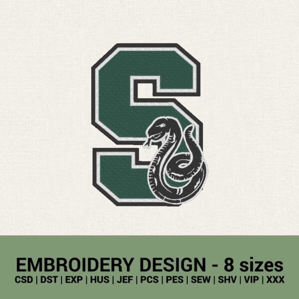 Harry Potter Slytherin snake sign machine embroidery design files instant downloads